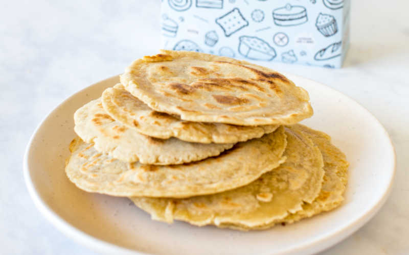 A stack of gluten free flatbread